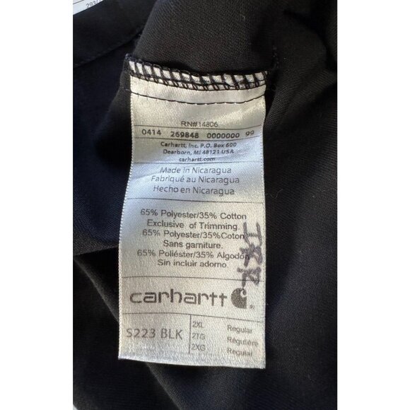 Carhartt Short Sleeve Twill Work Shirt S223 Lot of 2 Black Relaxed Fit Men's 2XL - Picture 9 of 9